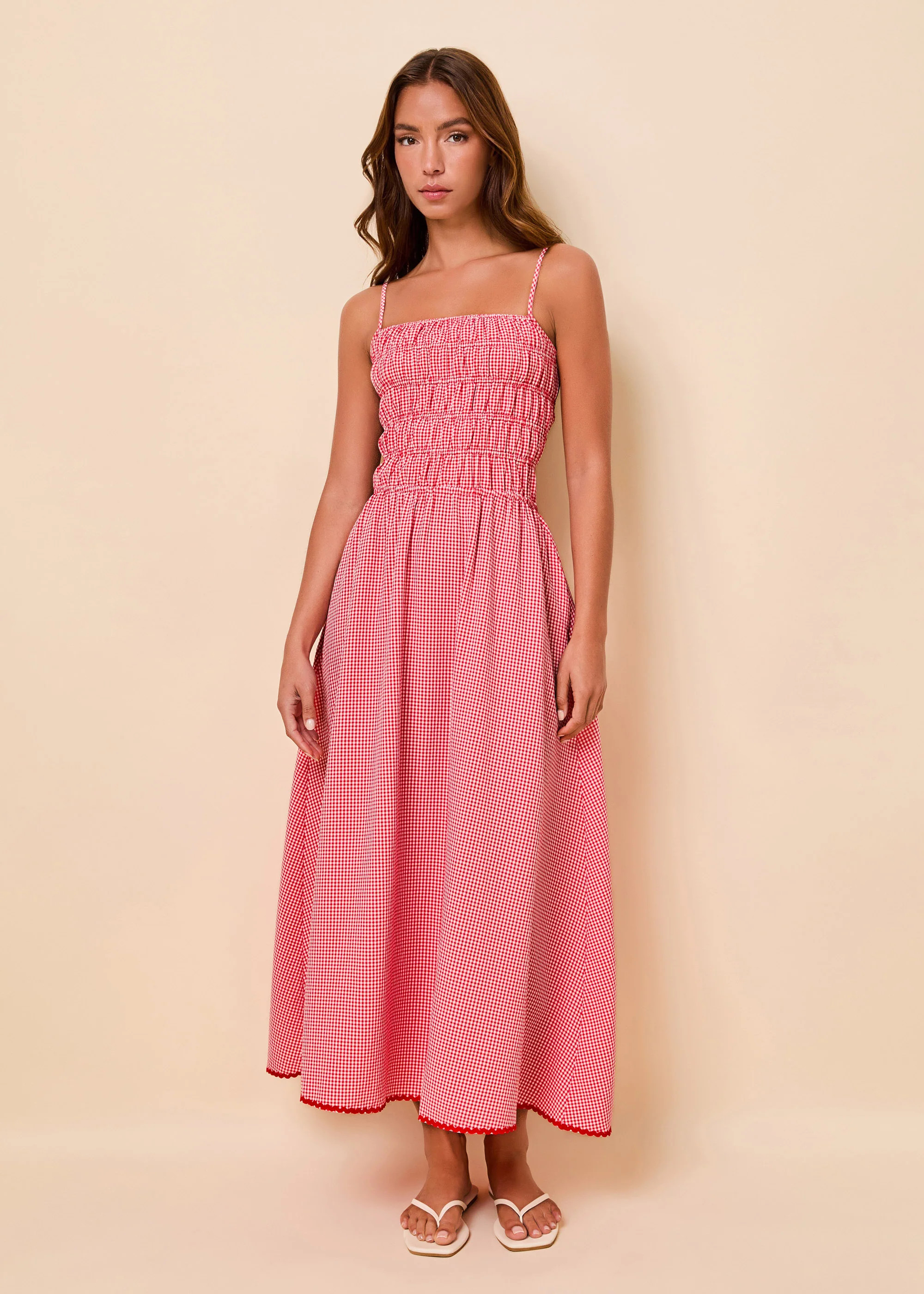 Delta Midi Dress Lipstick Red Gingham | Solid & Striped