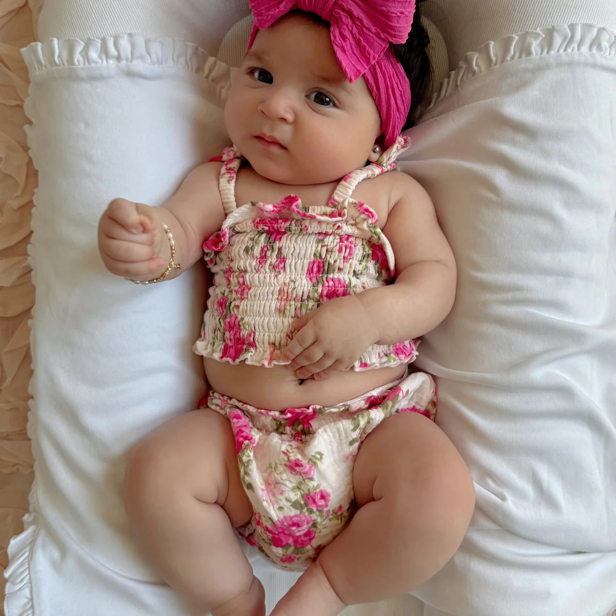 Muslin Smocked Ruffle Top & Bloomer, Country Daydream | SpearmintLOVE