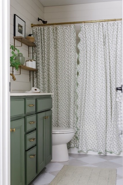 Kids’ bathroom. Block print shower curtain. 

#LTKHome #LTKKids