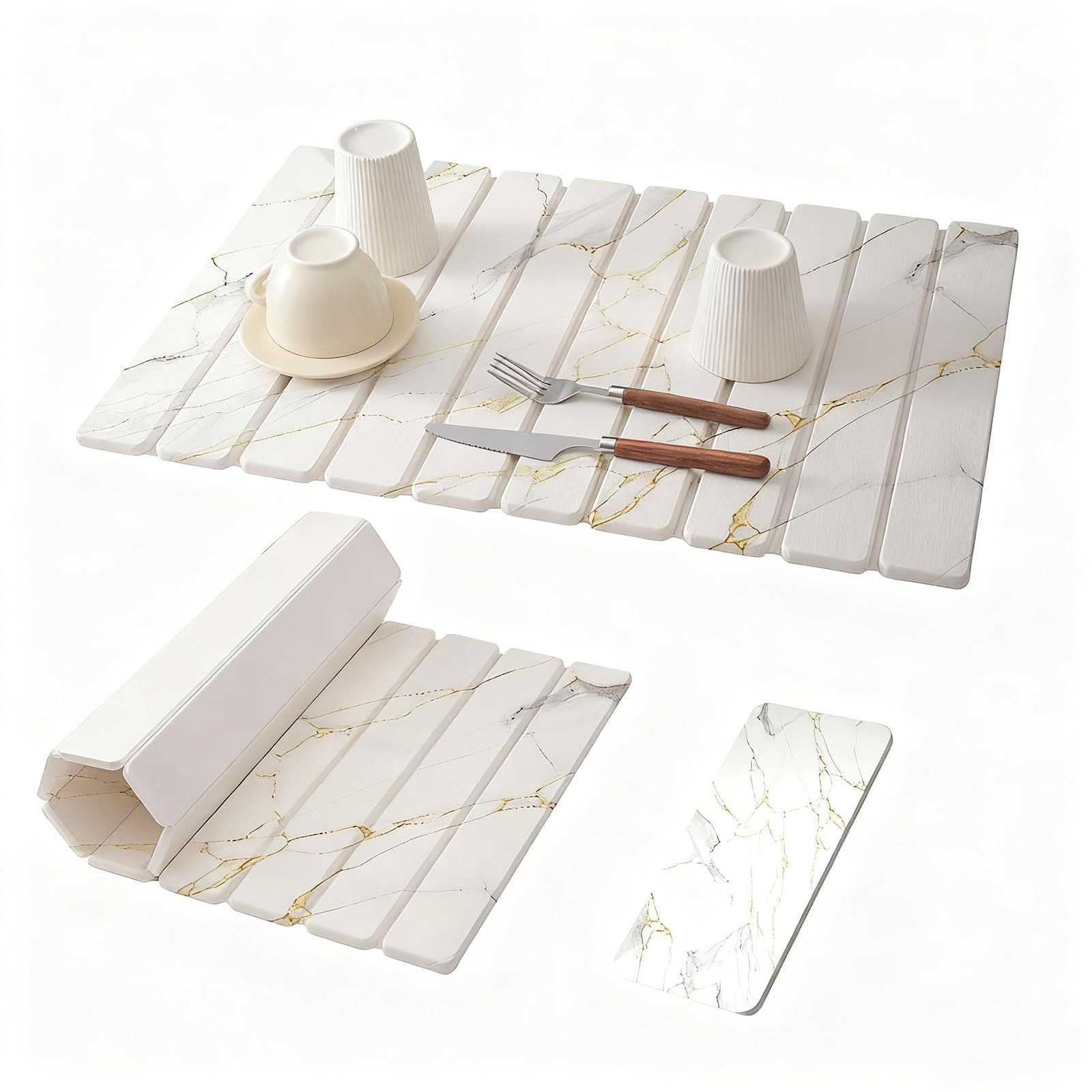 2 PCS Large Stone Dish Drying Mat for Kitchen Counter，Foldable Diatomite Drying Board, Quick Dr... | Amazon (US)
