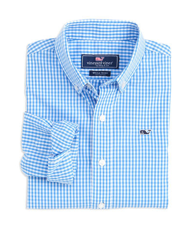 Kids Classic Gingham Whale Shirt | Vineyard Vines
