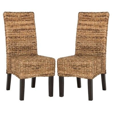 Set of 2 Avita Wicker Dining Chair Natural - Safavieh | Target