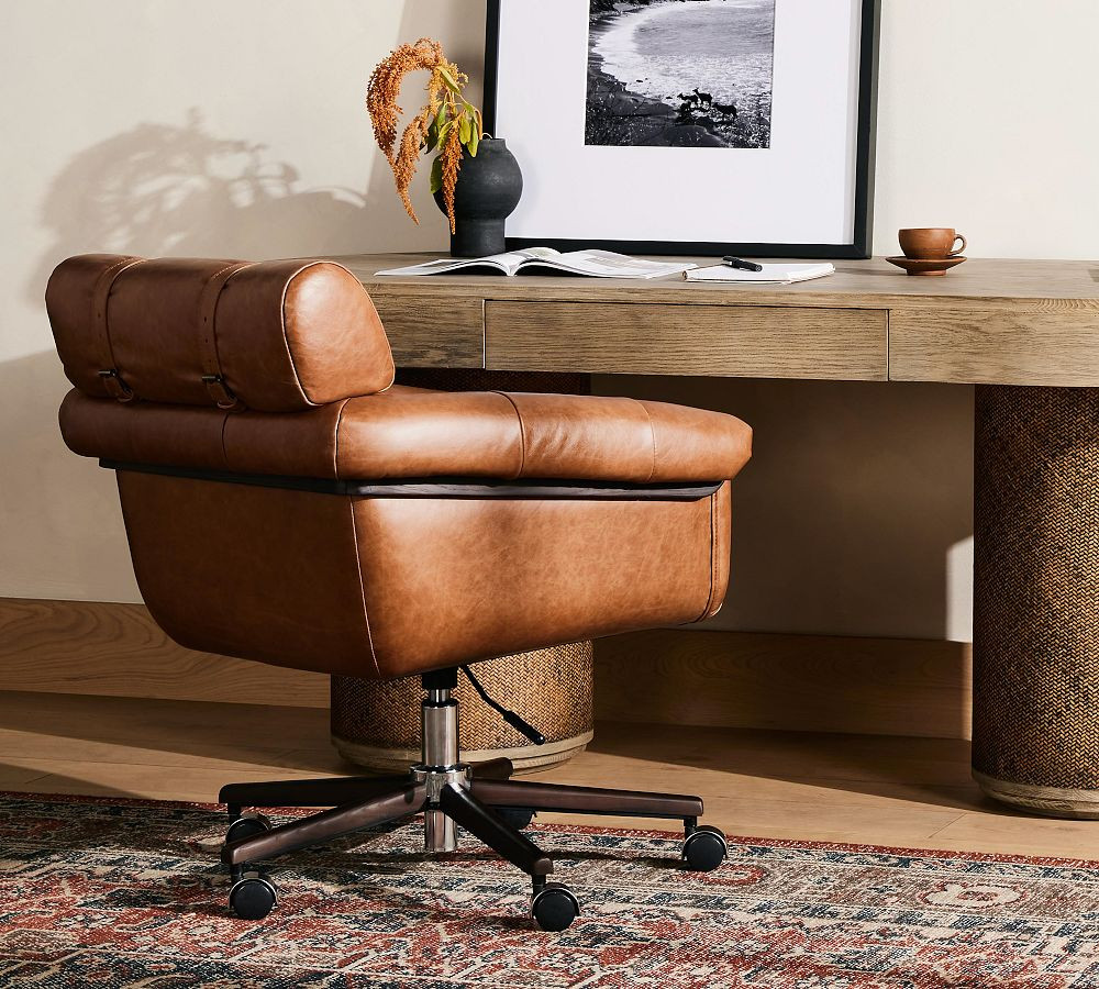 Illiana Leather Swivel Desk Chair | Pottery Barn (US)