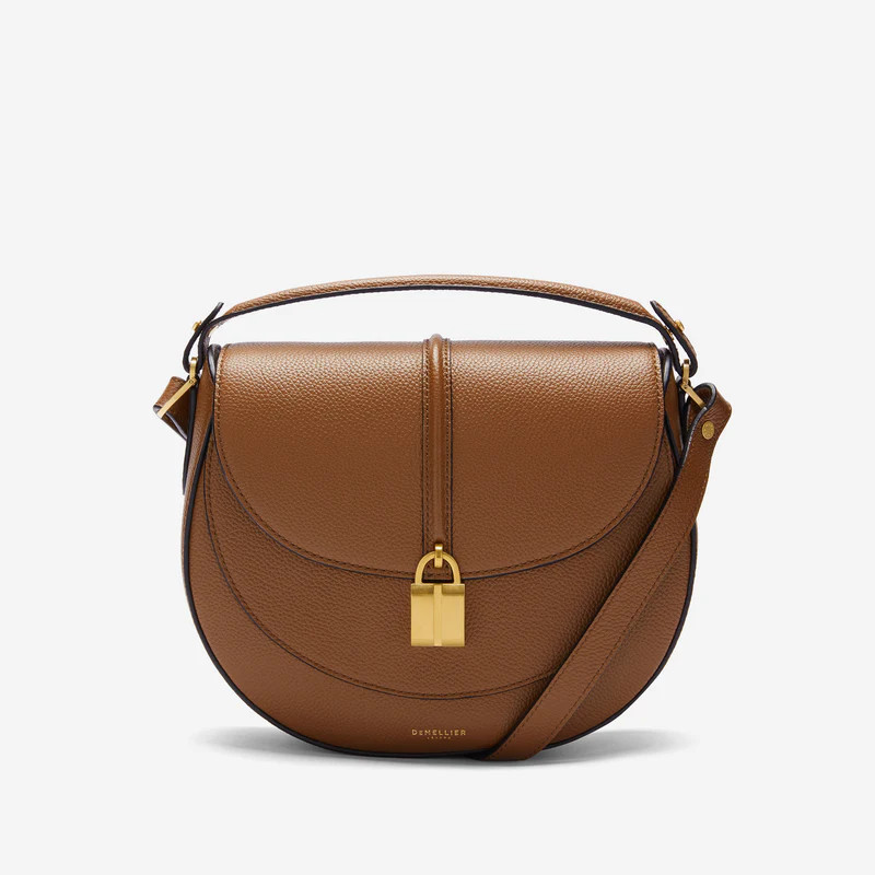 The Siena Saddle | Tan Small Grain | Demellier | DeMellier