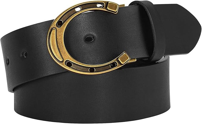 Western Belts for Women-Cowgirl 1.5" Leather Belt with Golden Silver Buckles | Amazon (US)