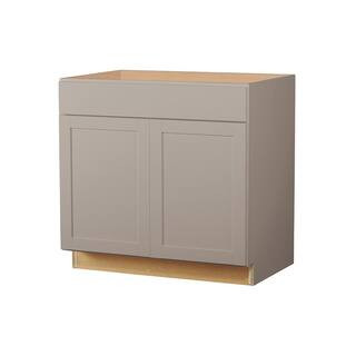 Hampton Bay Westfield Dusk Gray Wood Shaker Stock Assembled Sink Base Kitchen Cabinet (36 in. W x... | The Home Depot