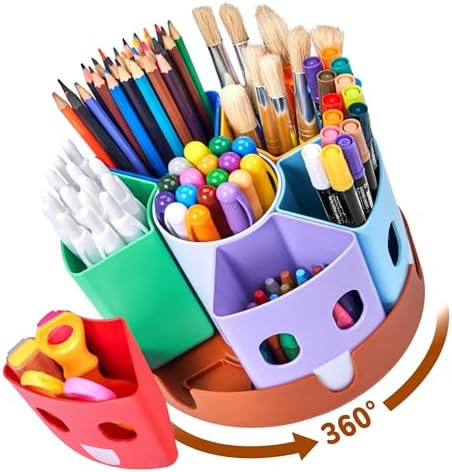 GAMENOTE Rotating Art Supply Organizer, Lazy Susan Caddy, Small | Rotating organizer keeps marker... | Amazon (US)