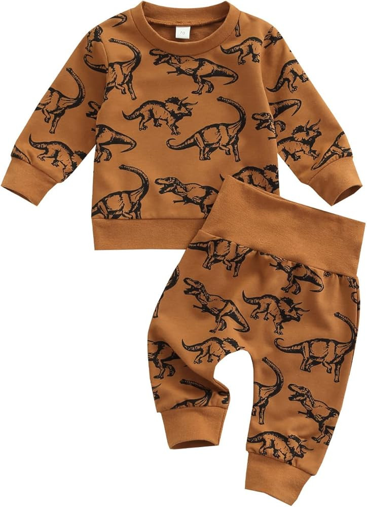 Newborn Infant Baby Boy Clothes Dinosaur Animal Gender Neutral Long Sleeve Sweatshirts Fall Winter P | Amazon (US)