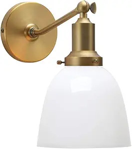 Permo Industrial Vintage Slope Pole Wall Mount Single Sconce with 6.7" Oval Dome Milk White Glass... | Amazon (US)