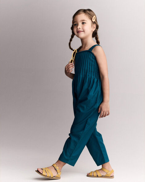 Toddler Girl Pleated Wide-Leg Overalls - Teal | Carter's Inc