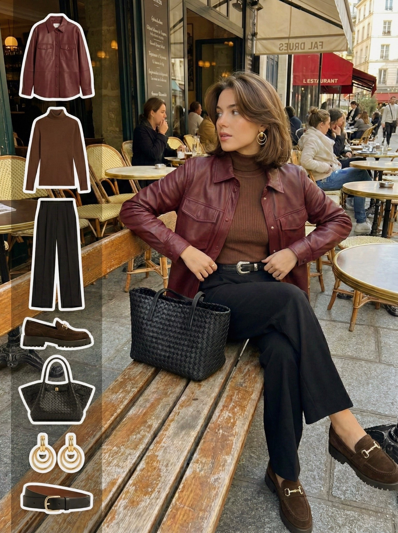 ✨ Rich Burgundy & Espresso Layers ✨

A warm, elevated city look built around deep burgundy leather and rich brown knits. The structured leather overshirt adds depth and a modern edge, layered over a fine ribbed turtleneck that keeps the palette cohesive and refined.

Tailored black trousers create a sleek base that grounds the tonal layers while keeping the silhouette polished and elongated. Chocolate suede loafers introduce soft texture and balance the darker tones, paired with a woven black tote for subtle dimension. Gold drop hoops bring a touch of glow that lifts the entire look.

🤍 Style Notes:
• Burgundy leather overshirt for structured richness  
• Brown ribbed turtleneck for tonal depth  
• Tailored black trousers for a sleek foundation  
• Chocolate suede loafers for soft texture contrast  
• Woven black tote for modern dimension  
• Gold drop earrings for a refined accent  

Everything linked and ready to shop ✨

#LTKootd #LTKSeasonal #LTKChic

#LTKgrwm #LTKootd #LTKWorkwear

#LTKootd #LTKgrwm #LTKSeasonal