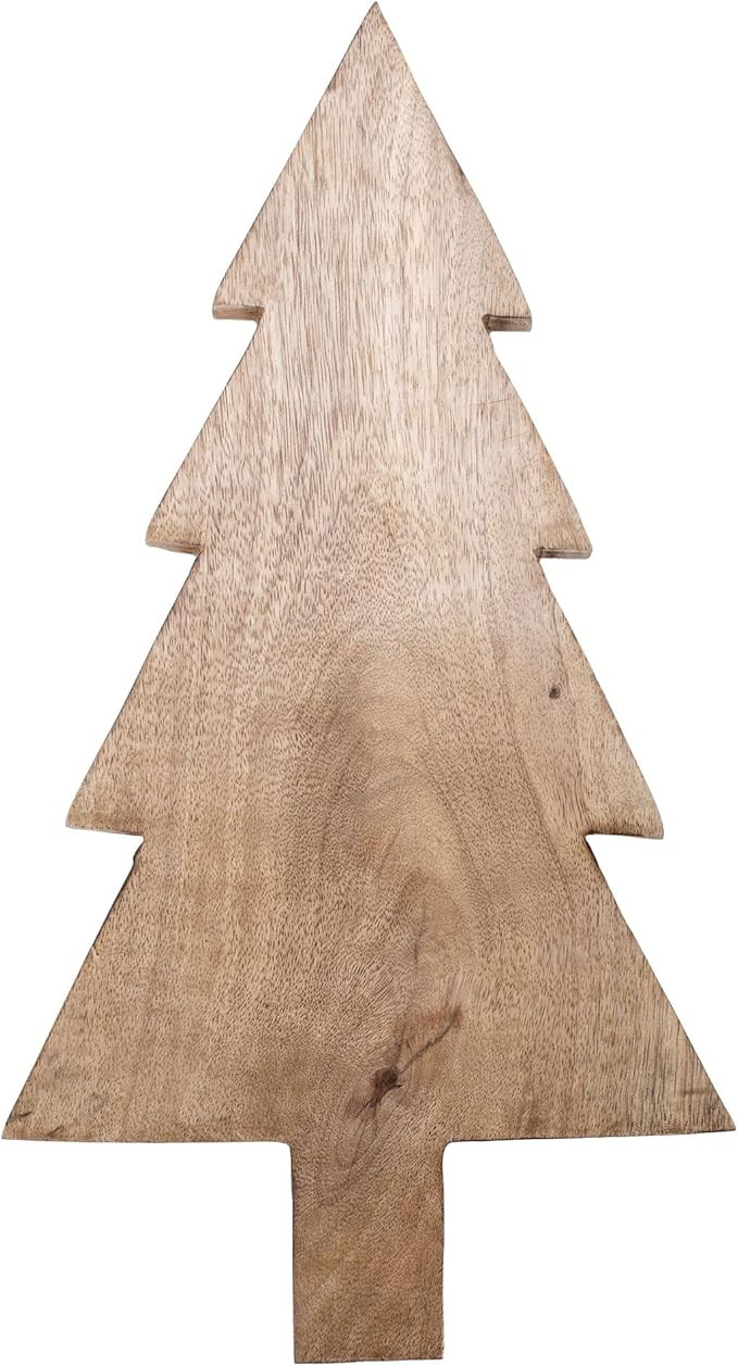 Mary Square Natural Brown Christmas Tree 17.25 x 9.5 Mango Wood Christmas Cheese Cutting Board | Amazon (US)