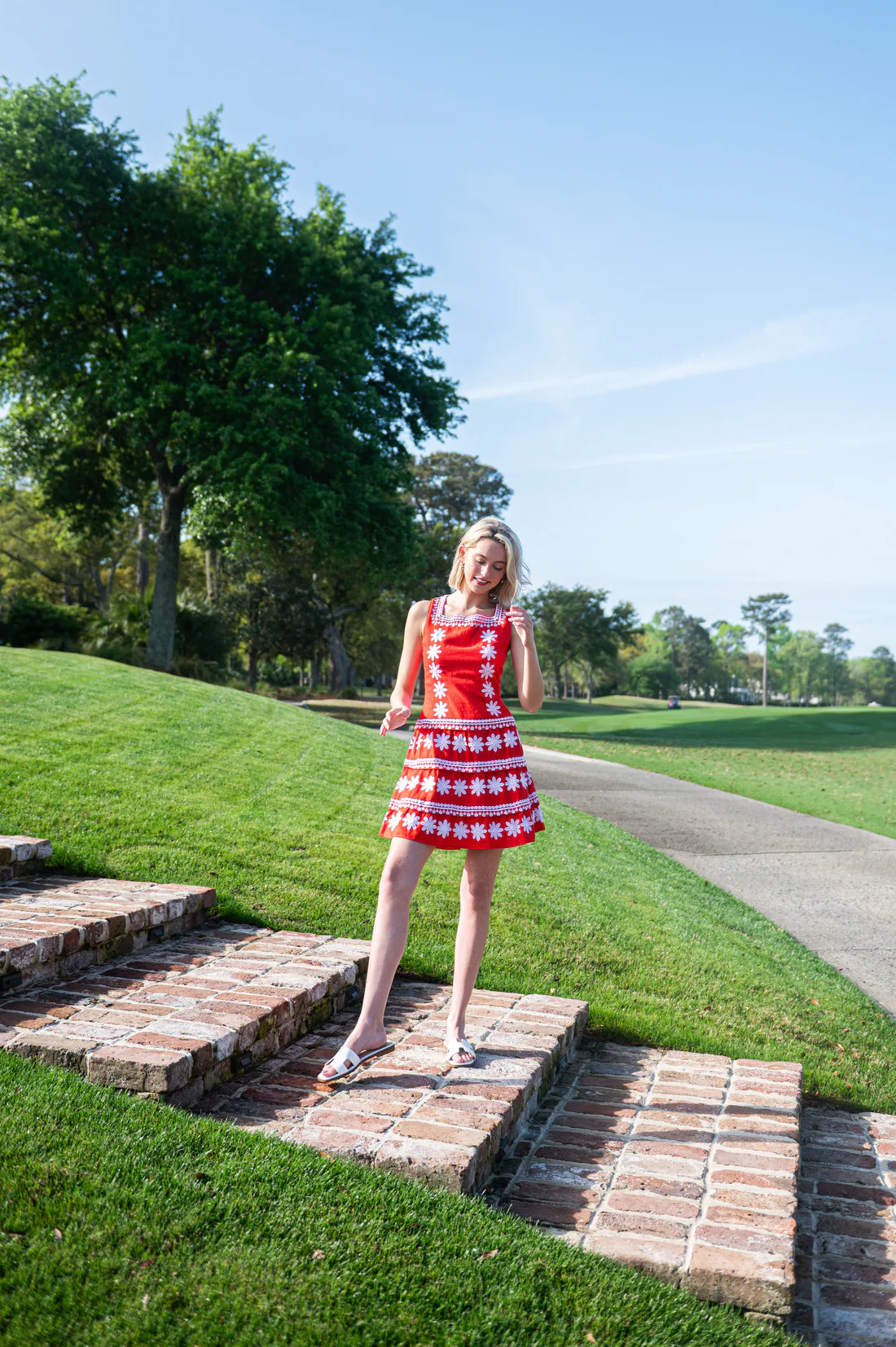 Tomato Embroidered Square Neck Dress | Sail to Sable