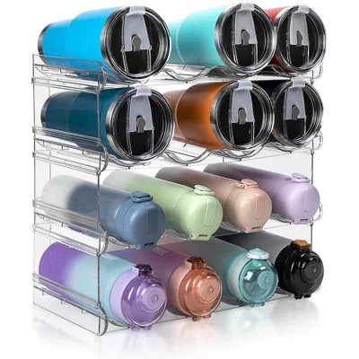 Stackable Water Bottle Organizer, Large Compartment Water Bottle Holder, 4 Tier Clear Water Bottle Organizer For Cabinet, Bottle Rack For Kitchen Orga | Wayfair North America