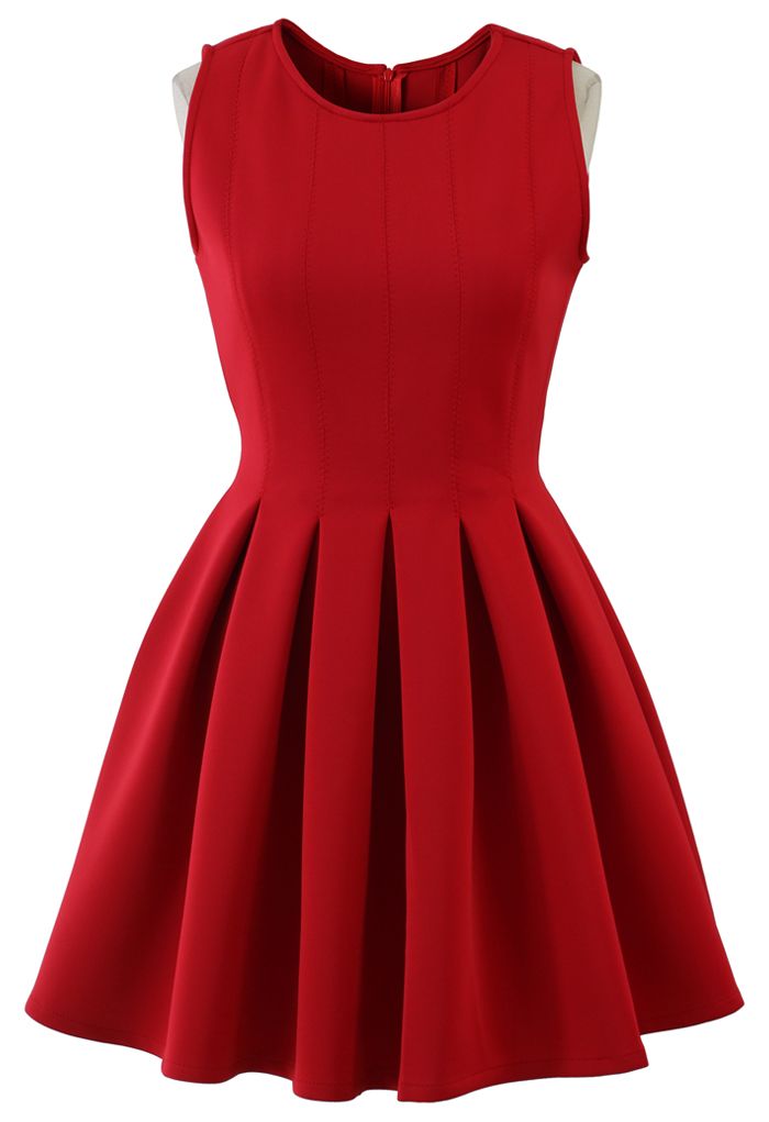 Favored Sleeveless Skater Dress in Red | Chicwish
