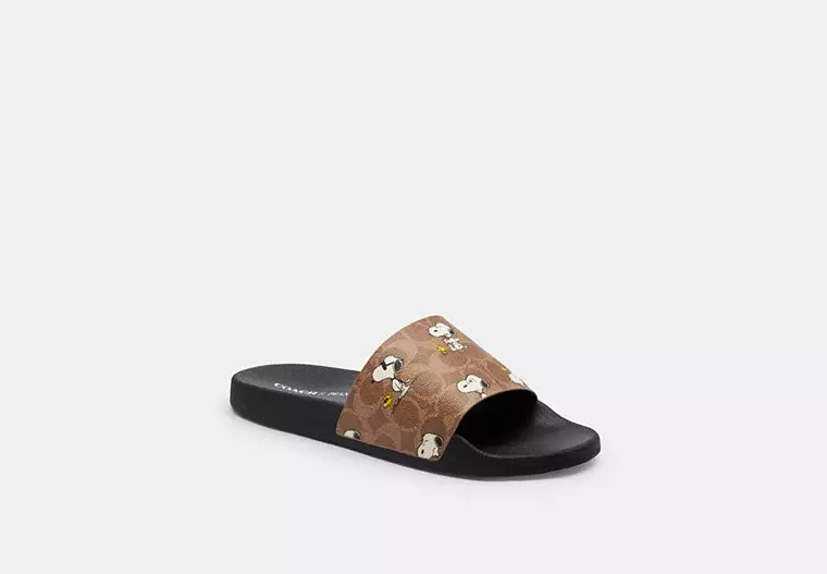 Coach X Peanuts Udele Sport Slide In Signature Canvas With Snoopy Print | Coach Outlet US
