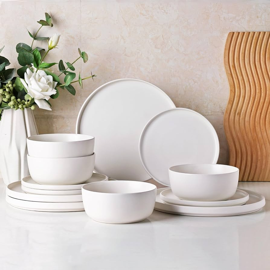 AmorArc Stoneware Dinnerware Sets for 4,Reactive Ceramic Plates and Bowls Set,Highly Chip and Cra... | Amazon (US)