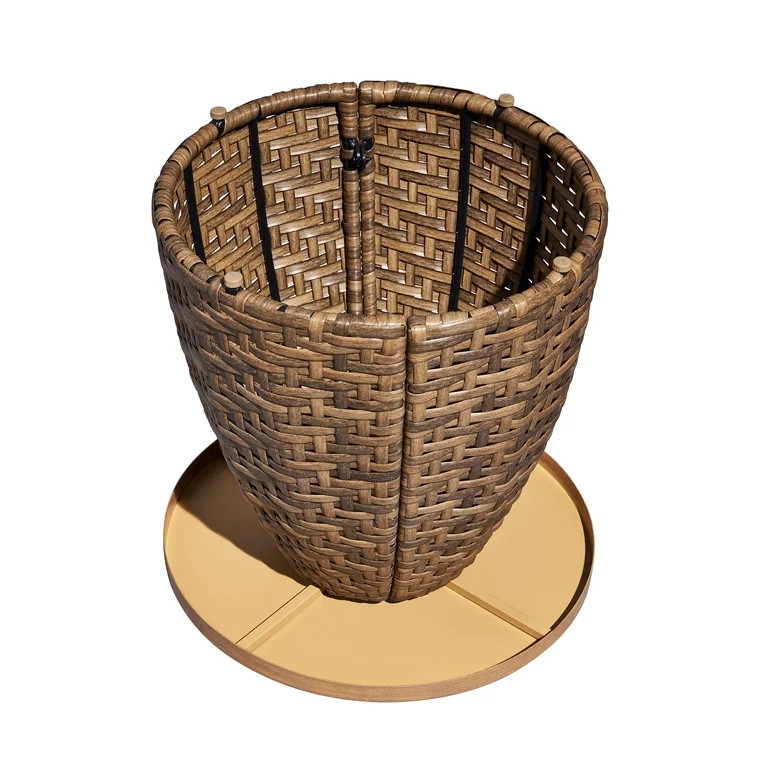 Beautiful Wicker Outdoor Side Table with Faux Wood Top by Drew Barrymore, Brown | Walmart (US)