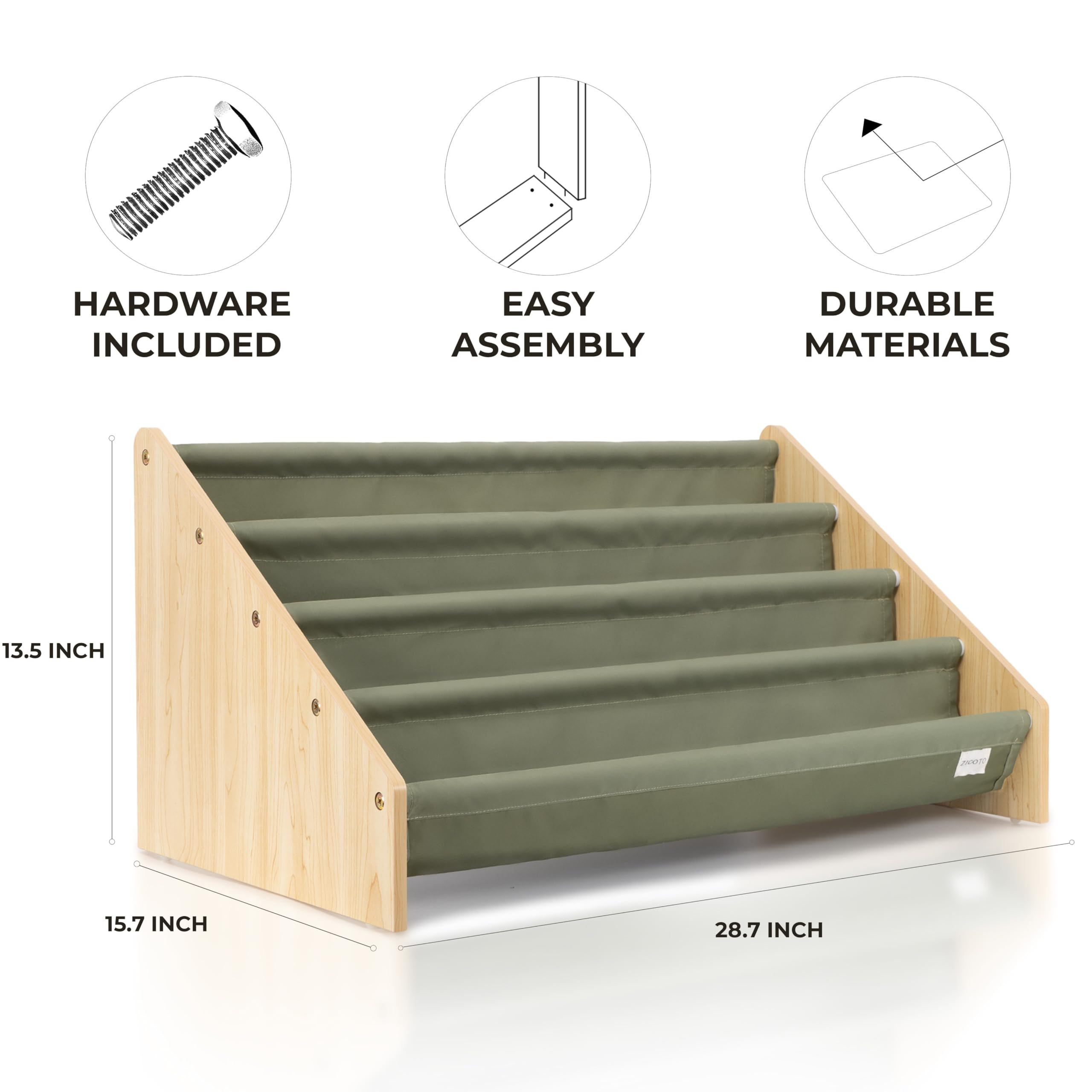 ZICOTO Decorative Kids Bookshelf - Modern Montessori Shelf for Nursery or Playroom - Holds Up to 20 Books & Small Toys | Amazon (US)