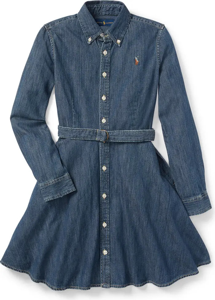 Polo Ralph Lauren Kids' Belted Denim Shirtdress | Nordstrom | Nordstrom