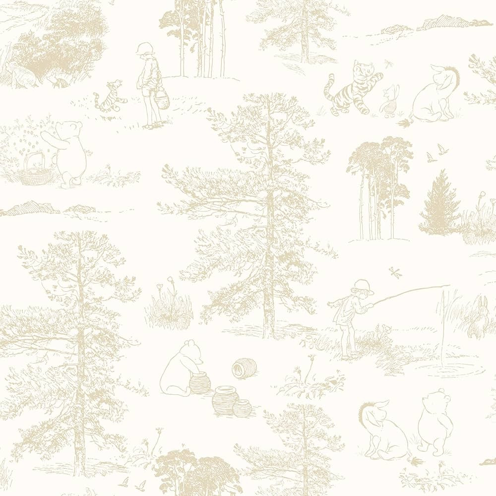 Disney Winnie The Pooh Toile Beige Peel & Stick Wallpaper by RoomMates, RMK12622RL | Amazon (US)