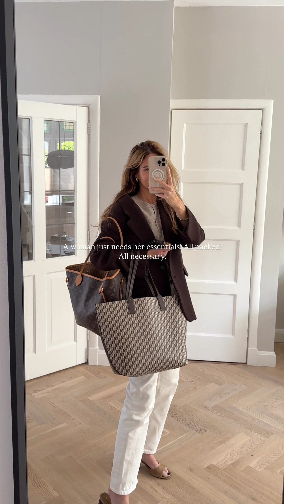 Just a girl and all her essentials leaving for work 💻 

spring outfit inspiration 2025, brown blazer outfit, spring jacket, spring styling, ootd, spring inspo, spring workwear outfit, workwear outfit, chic casual outfit, lente outfit, elegant outfit, spring 2025 trend, cream jeans outfit, spring outfits, summer outfit 2025, white jeans outfit, summer heels summer styling, summer ootd, summer inspo, hm spring, hm summer, mango spring, mango summer 

#LTKsummer #LTKworkwear #LTKeurope
