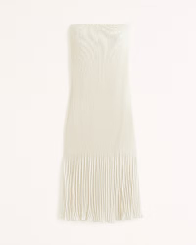 Strapless Pleat Release Midi Dress | Abercrombie & Fitch (US)