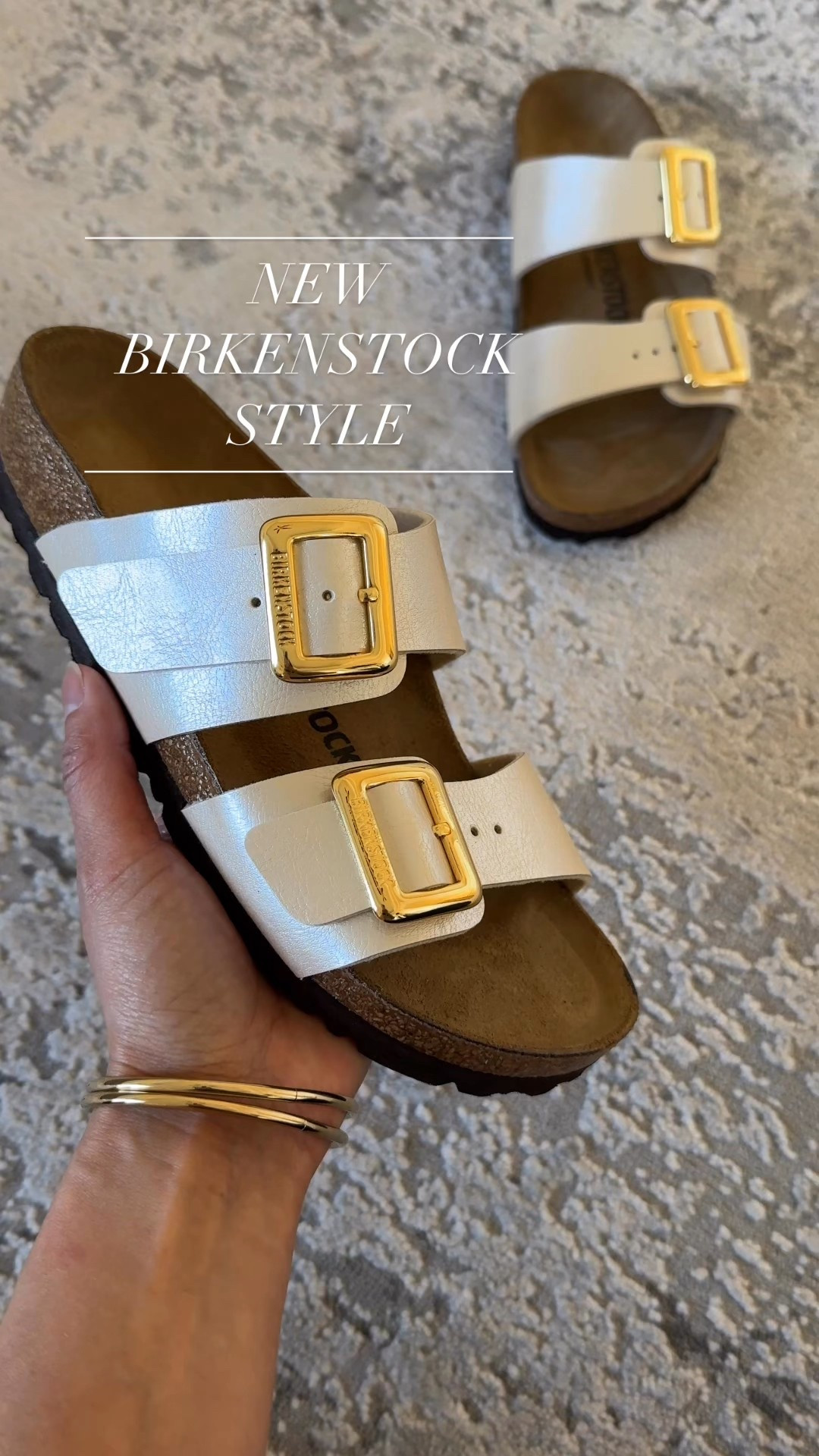 Spring outfit. Vacation. Slide sandals. New Birkenstock style. 
-I love the bold gold buckles and pearlescent finish on the neutral straps. 
-I think these coated straps will be easier to keep clean than my favorite big buckle suede Arizona style. 
-The color looks slightly different in different light because of the finish. 
-True to size for usual Birkenstock sizing for me. I wear the narrow width. 
-** This is already a quick-selling style. I linked all places that I could find it, but be sure to check which width you are ordering. Most places are only carrying the narrow width currently, but I linked option for regular width as well. **


#LTKTravel #LTKShoeCrush #LTKFestival