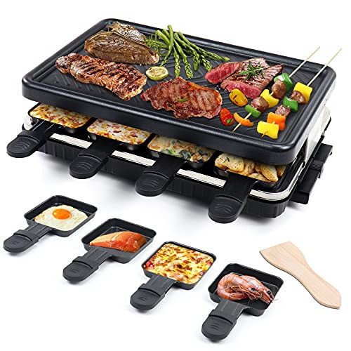 Electric Raclette Grill & Korean BBQ - 8 Non-Stick Cheese Trays, 1300W with Temperature Control, Dishwasher-Safe Indoor Grill for Family Gatherings & Interactive Dinner Parties | Amazon (US)