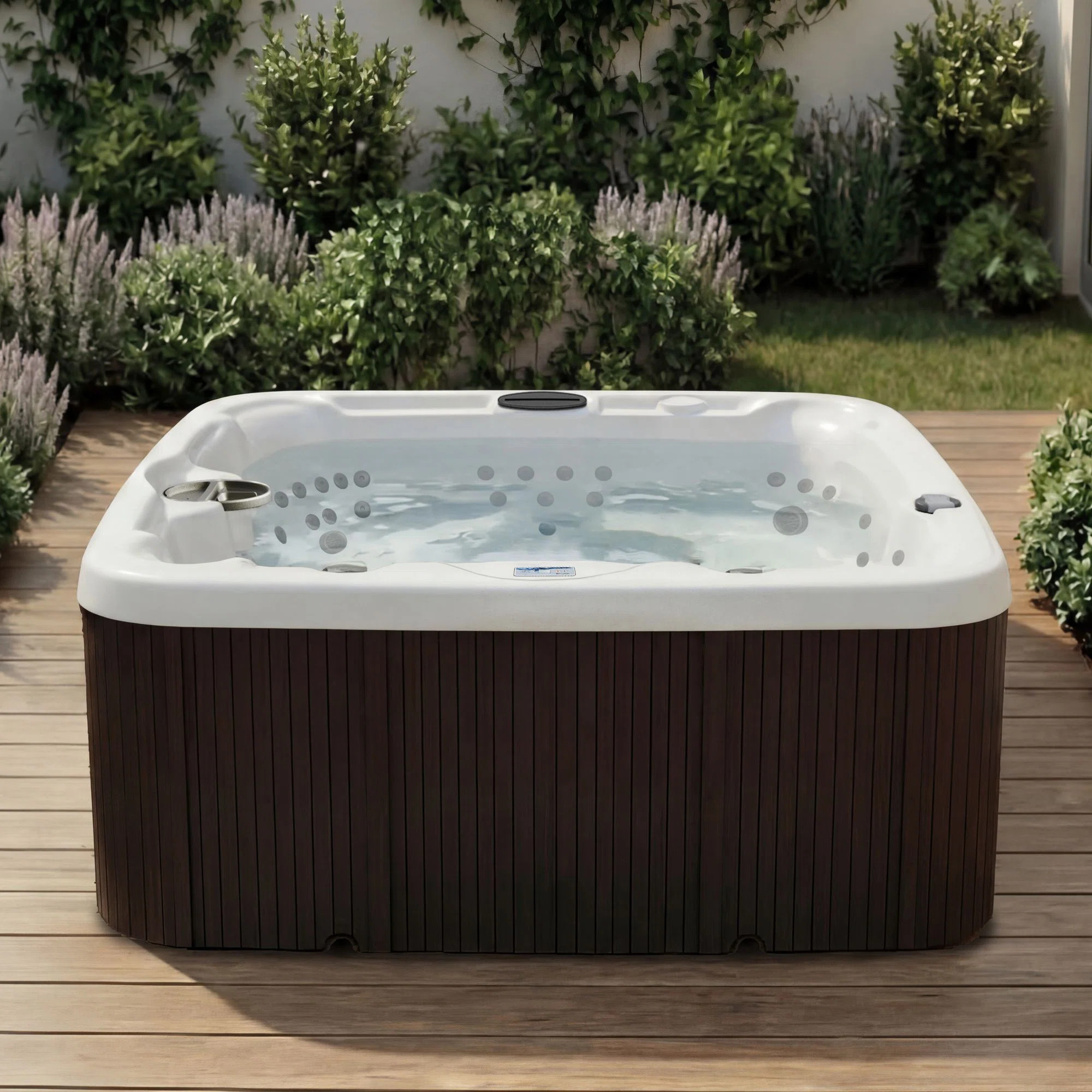 Lifesmart LS600DX 230 Volt 7-Person 65-Jet Square Hot Tub with Ozonator 401406510600.22 | Wayfair North America