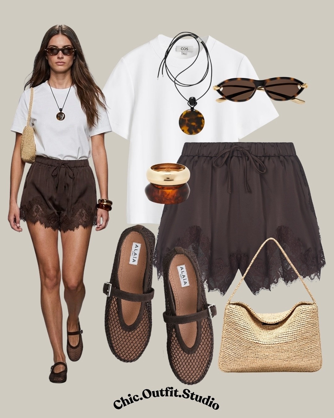 White Tee & Chocolate Lace Shorts Effortless Chic

✨A crisp white cotton tee paired with chocolate brown satin & lace shorts creates a soft, feminine spring-summer outfit. The contrast between clean basics and delicate texture feels elevated yet easy, finished with woven accessories and warm-toned details.

✨Perfect for summer lunches, vacation outfits, city strolls, or relaxed weekend plans.

✨Tags: white t shirt outfit women, lace shorts outfit summer, brown shorts outfit women, spring summer outfit women, casual chic outfit women, european summer outfit, woven bag outfit, effortless outfit ideas, feminine summer outfit, warm weather outfit women, lace shorts outfit

#LTKsummer #LTKbag #LTKshoes