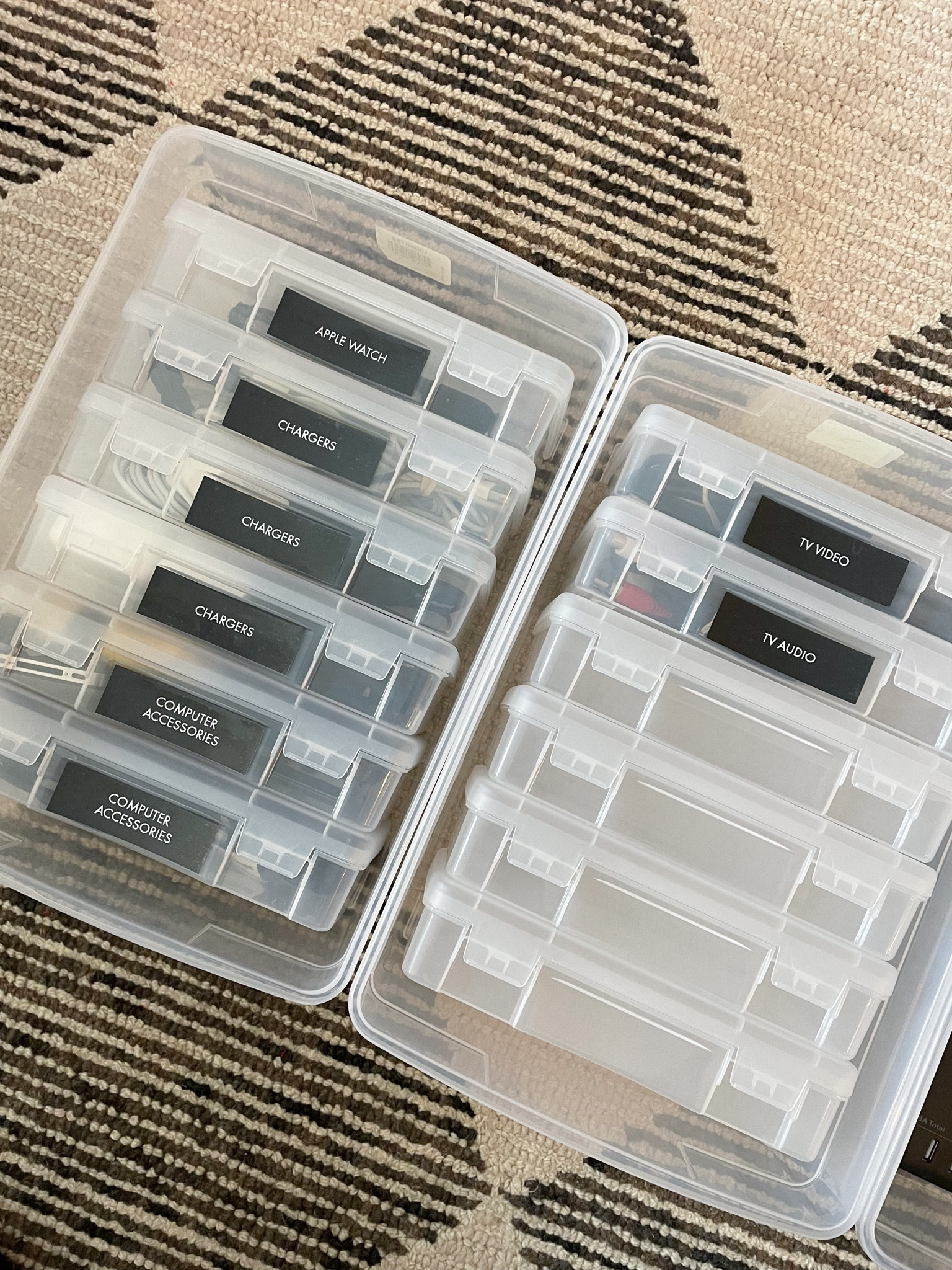 Cord and tech accessories organization / Amazon finds / office organization / media console organization / the container store 

#LTKHome