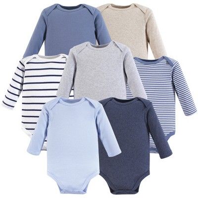 Hudson Baby Infant Boy Cotton Long-Sleeve Bodysuits 7pk, Boy Basic | Target