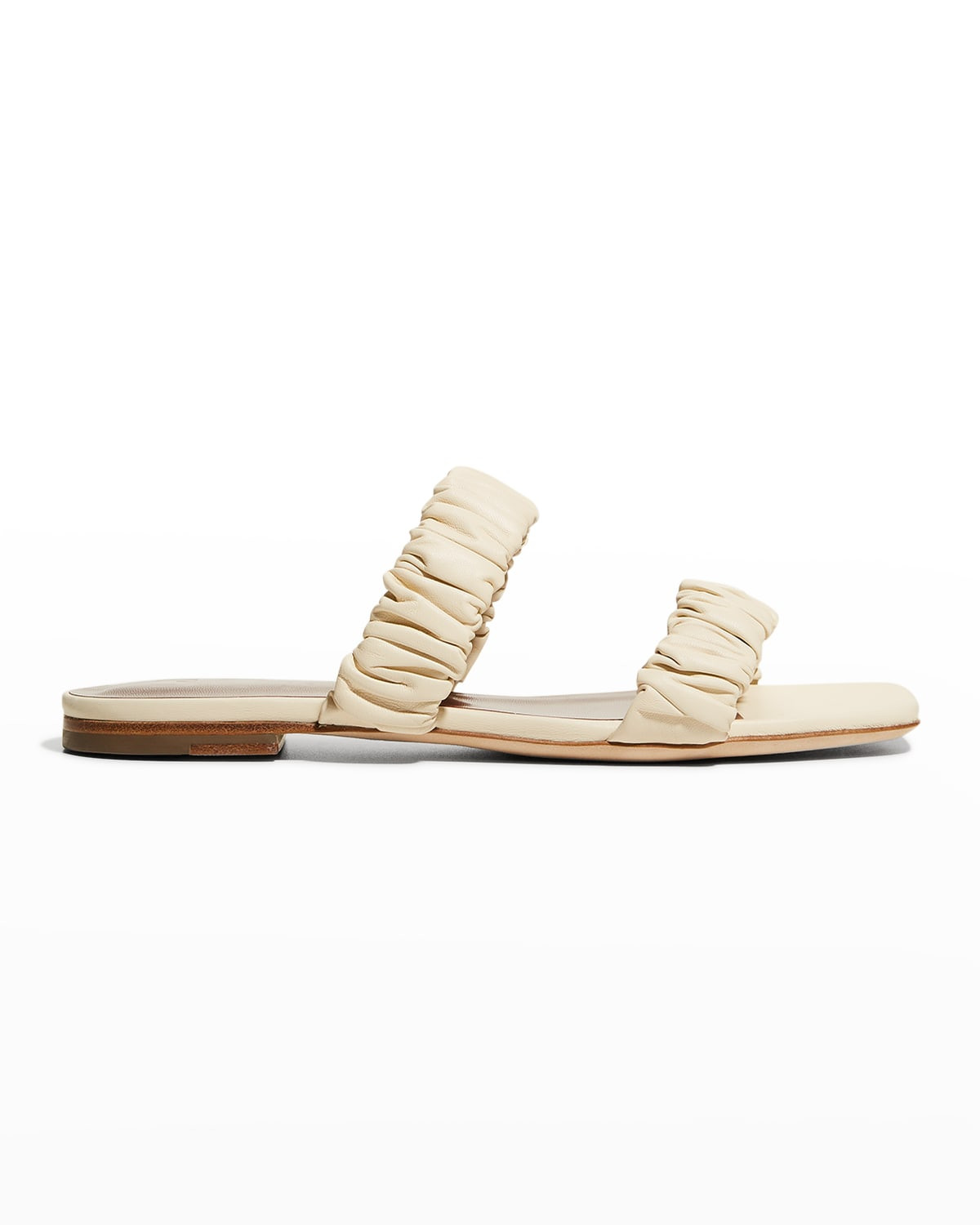 Maya Ruched Leather Double-Band Sandals | Neiman Marcus