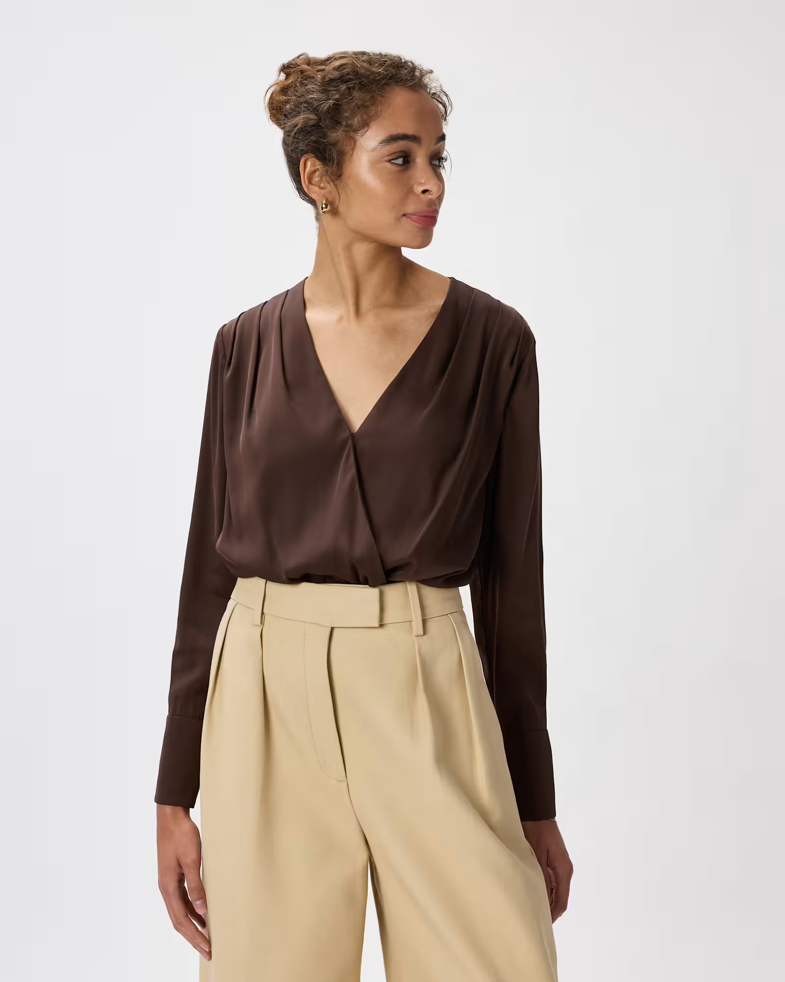 Washable Stretch Silk Surplice Bodysuit | Quince