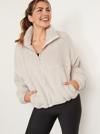 High-Neck Half-Zip Sherpa Sweatshirt for Women | Old Navy (US)