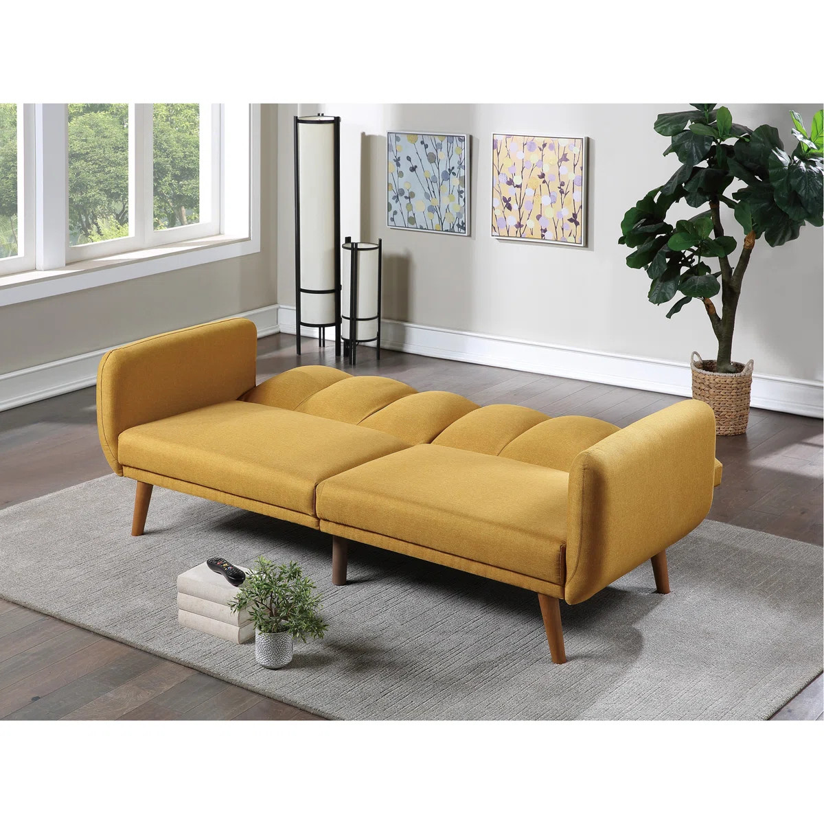 George Oliver Elegant Modern Sofa Polyfiber 1Pc Sofa Convertible Bed Wooden Legs Living Room Loun... | Wayfair North America