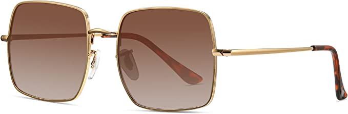 Fozono Rectangle Polarized Sunglasses for Women Metal Frame Vintage Fashion Shades | Amazon (US)