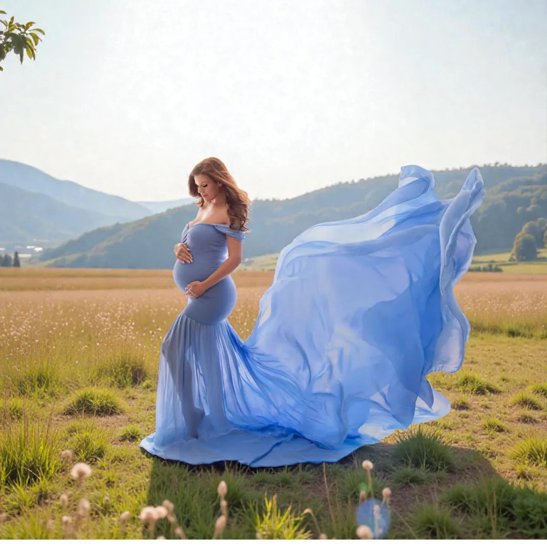Women's Beautiful Chiffon Maternity Dress for Photography | off Shoulder Flowy Baby Shower Bridal... | Etsy (Global)