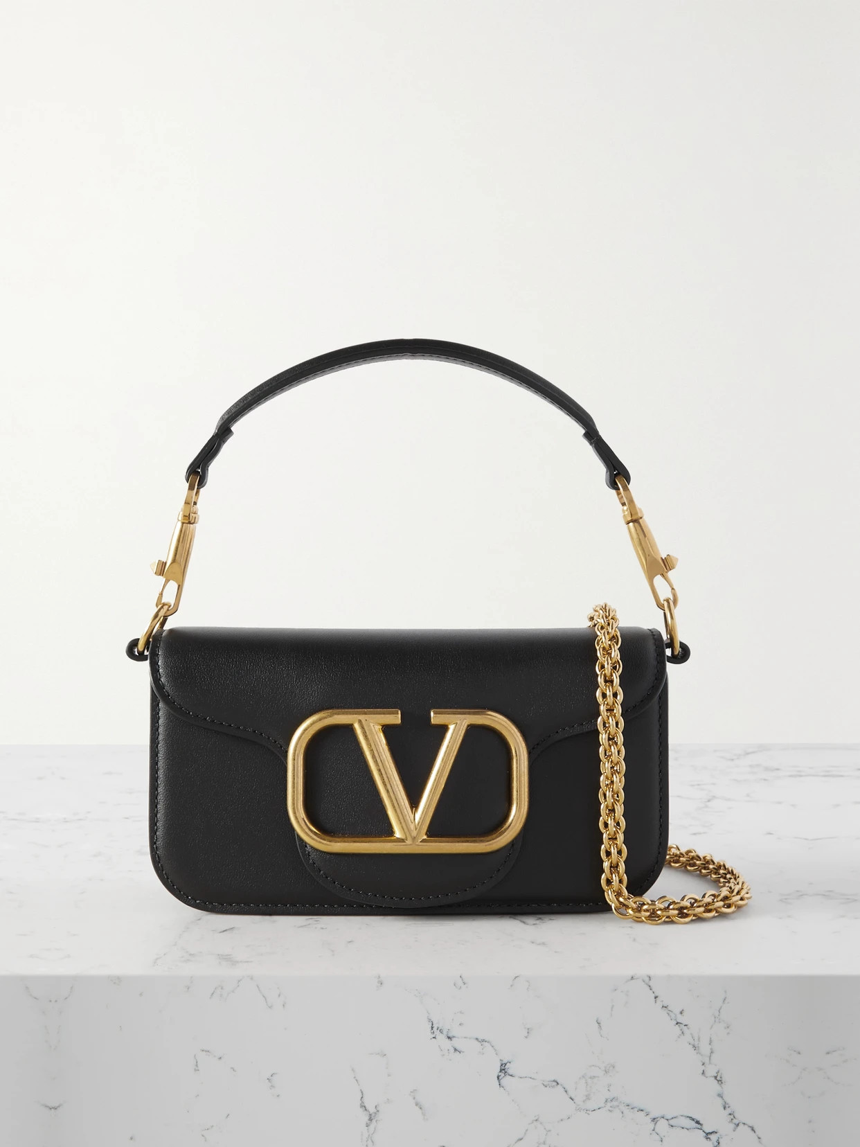 Valentino Garavani - Locò Small Leather Shoulder Bag - Black | NET-A-PORTER (US)