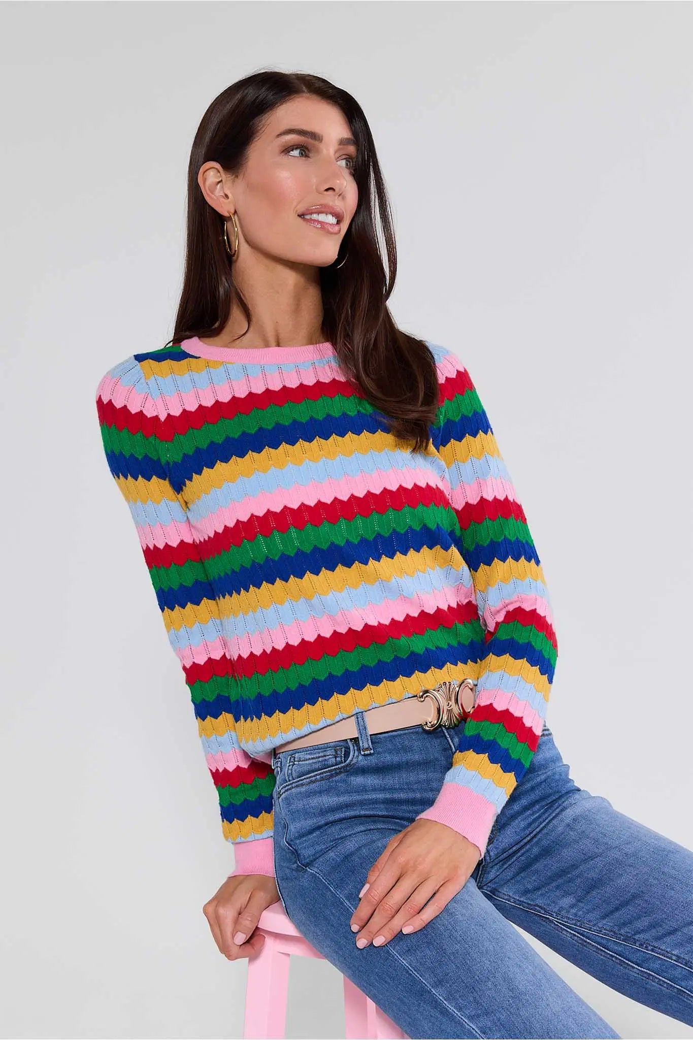 Mandy Multi Striped Knit Sweater | Avara