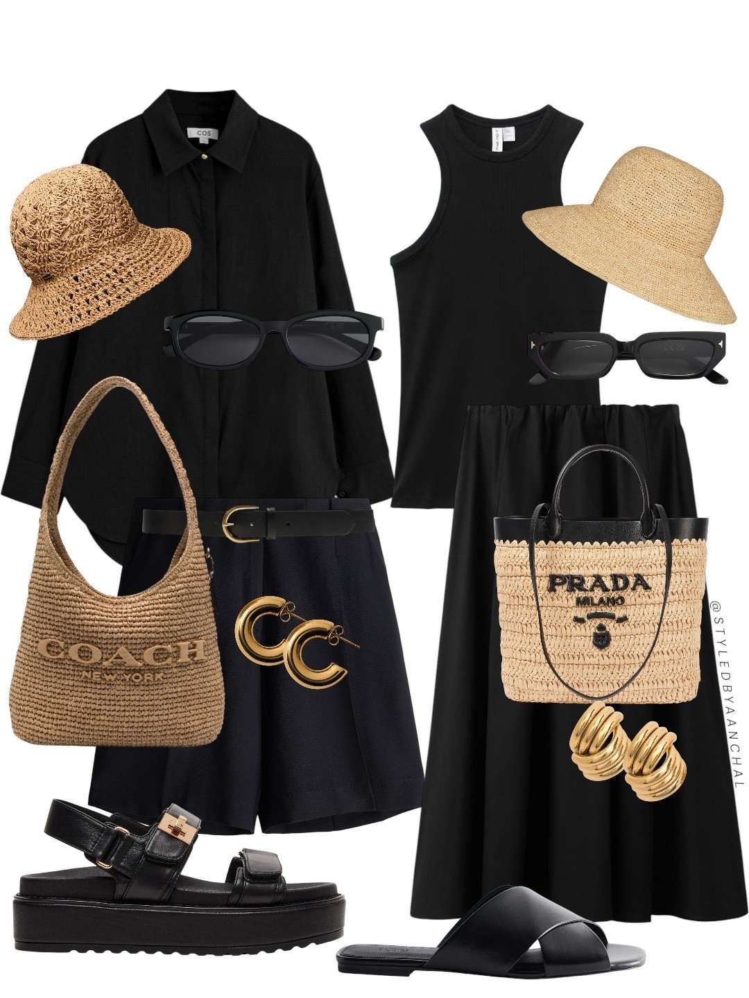 Black pieces styled with raffia accessories = instant chic.🖤✨

Which look are you choosing? 
Don’t forget to save 


Raffia
Hm
Cos
Black shirt
Black shorts
Black skirt
Raffia accessories 
Raffia bag
Crochet hat

#LTKTravel #LTKSeasonal #LTKU