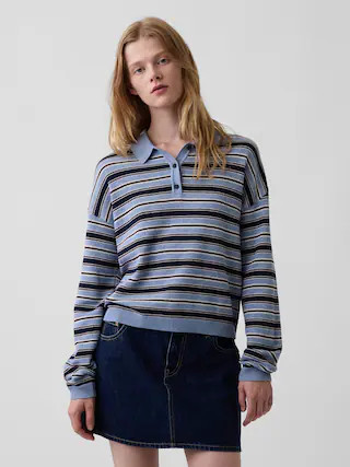 100% Cotton Relaxed Polo Sweater | Gap (US)
