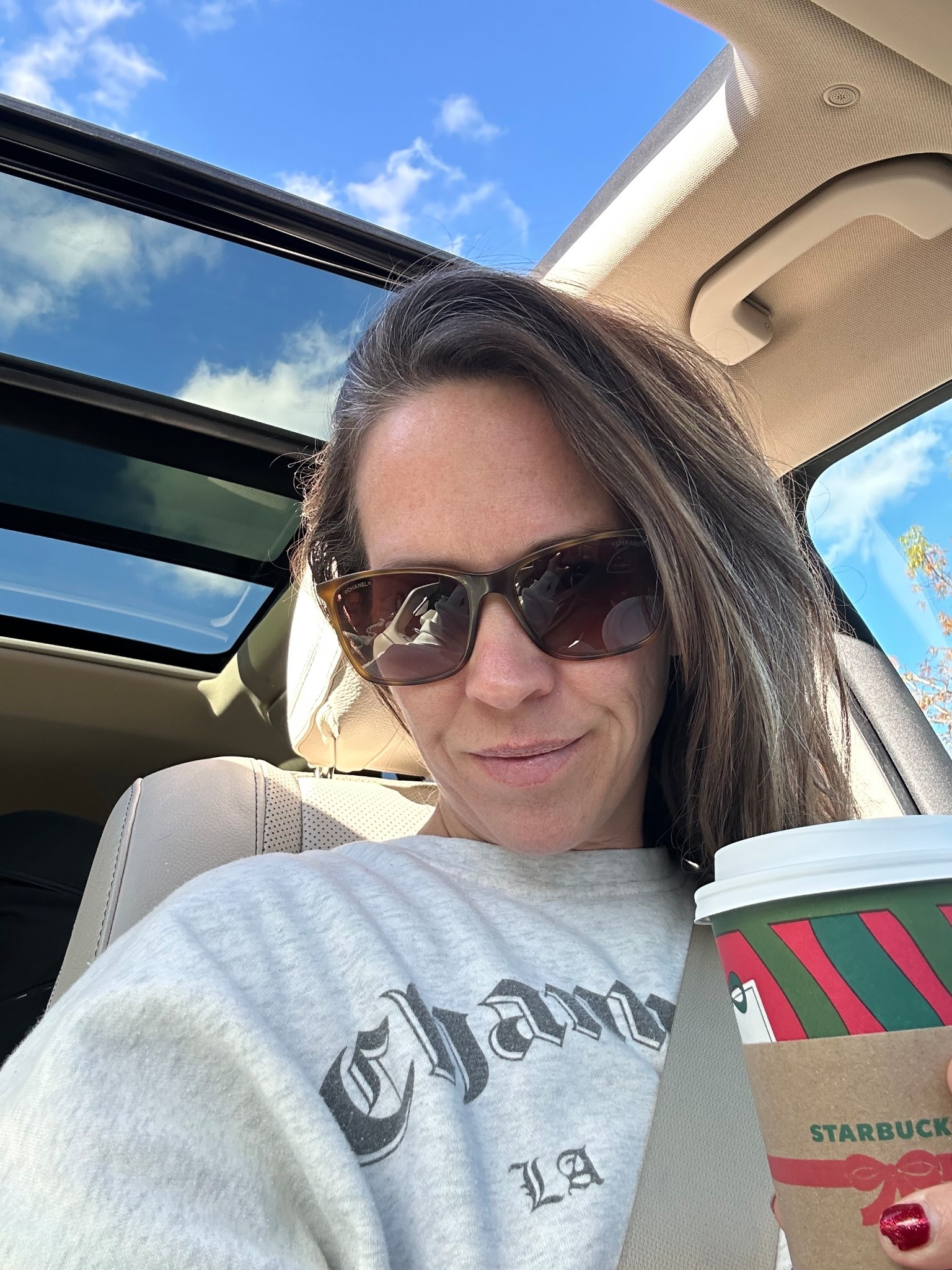 Warm enough for the sunroof to be down, cool enough for a cozy sweatshirt and Starbs

#LTKselfcare #LTKdayinmylife #LTKmomlife