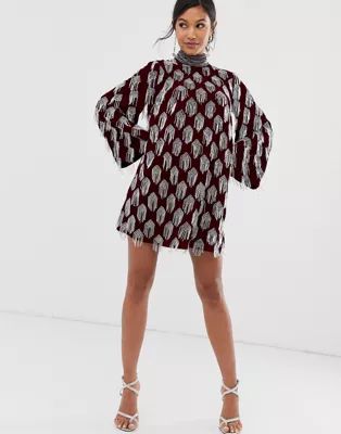 ASOS EDITION beaded tassel velvet mini dress | ASOS (Global)