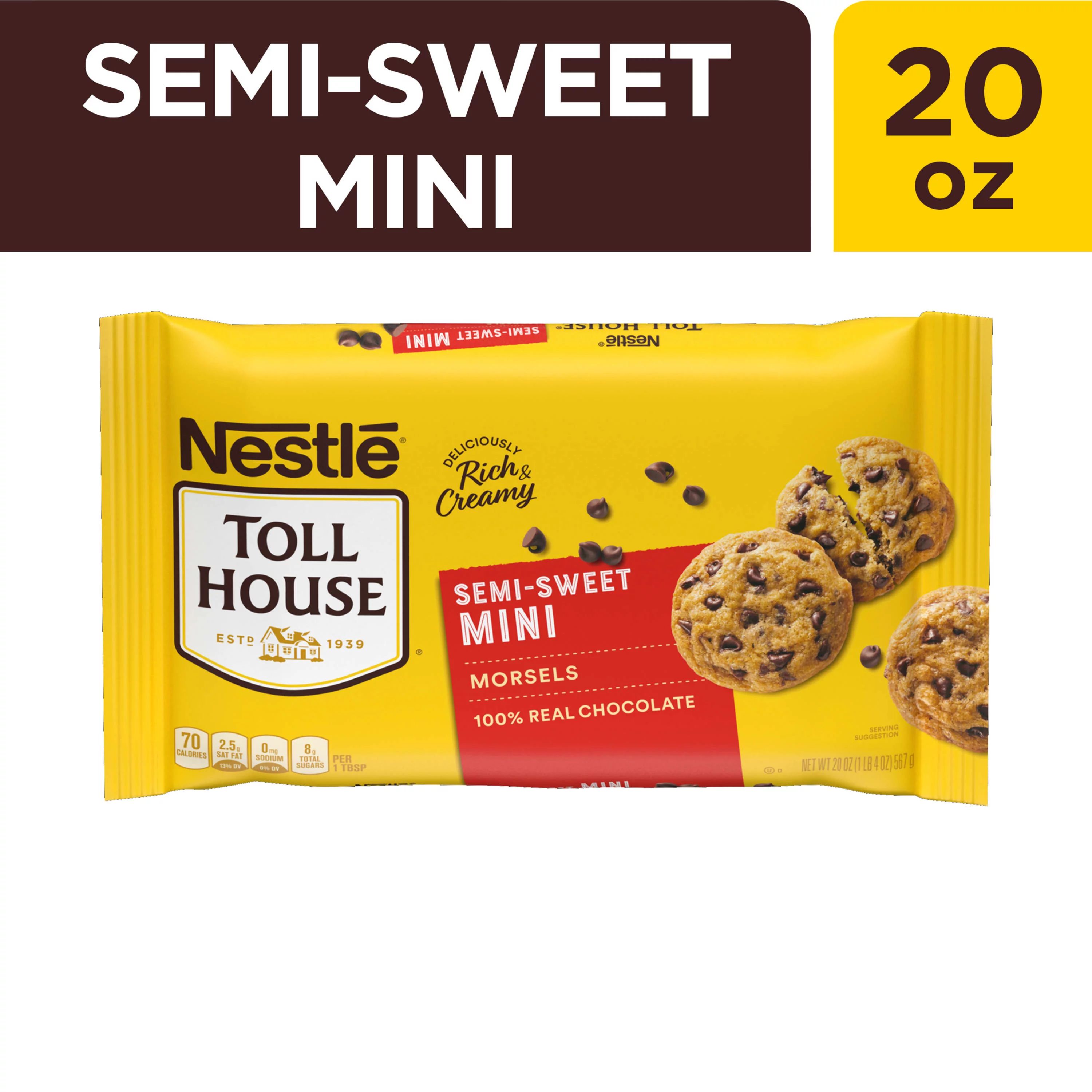 Nestle Toll House Semi Sweet Mini Chocolate Baking Chips, 20 oz Bag | Walmart (US)