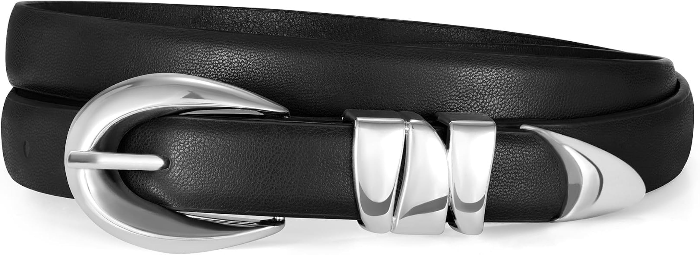 XZQTIVE Women's Skinny Leather Belts Ladies Thin Waist Belts for Jeans Dress Pants Trendy Black B... | Amazon (US)