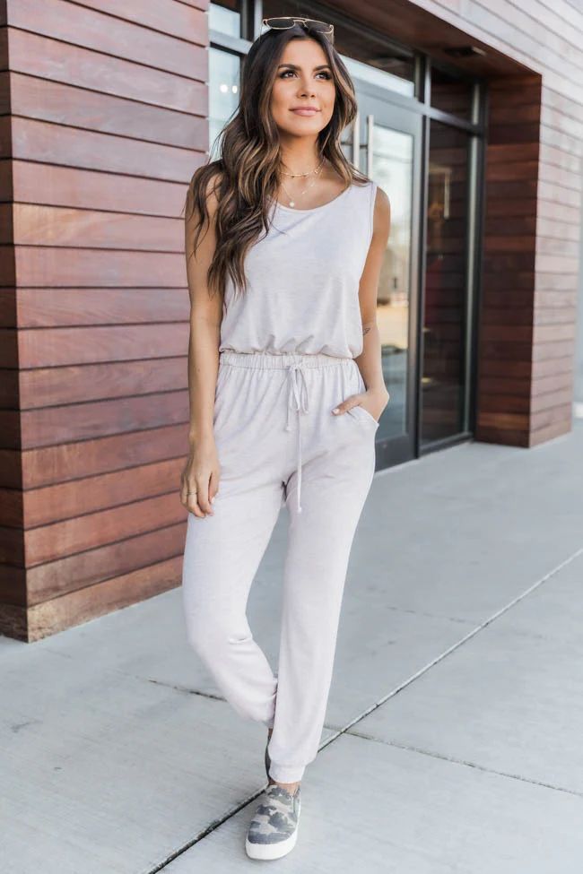 Let's Be Happy Oatmeal Jumpsuit FINAL SALE | Pink Lily