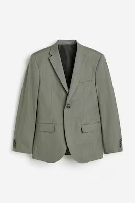 Anzughose aus Leinen in Slim Fit - Normale Bundhöhe - Lang - Graugrün - Men | H&M DE | H&M (DE, AT, CH, NL, FI)