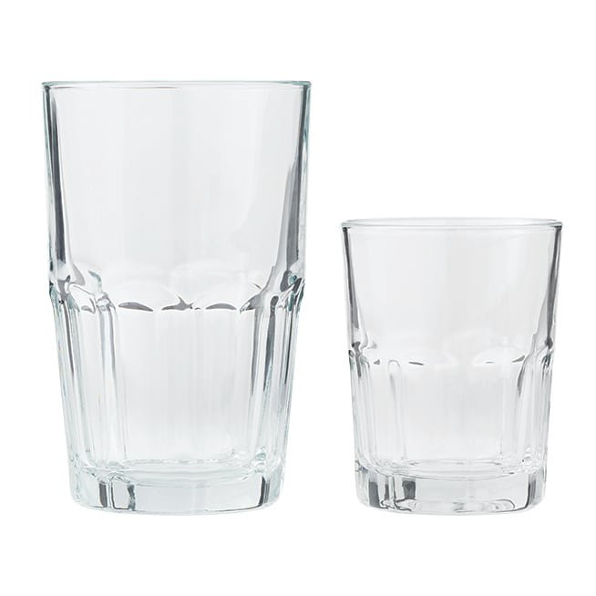 Mainstays Cross Plains 16-Piece Drinking glass Set, 16 & 10 oz | Walmart (US)